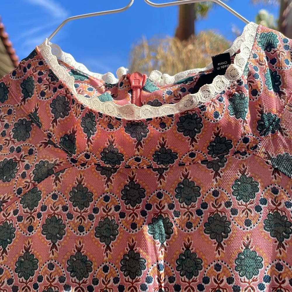 Sister Jane Pink & Blue Geometric Ruffle Midi Dress - Picture 7 of 14